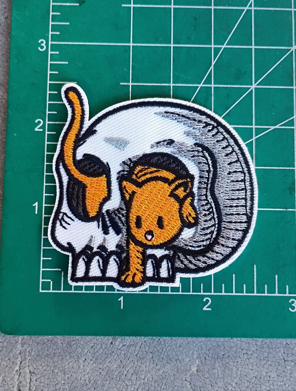 Orange Cat Skull Grunge Punk Diy Iron On Patch